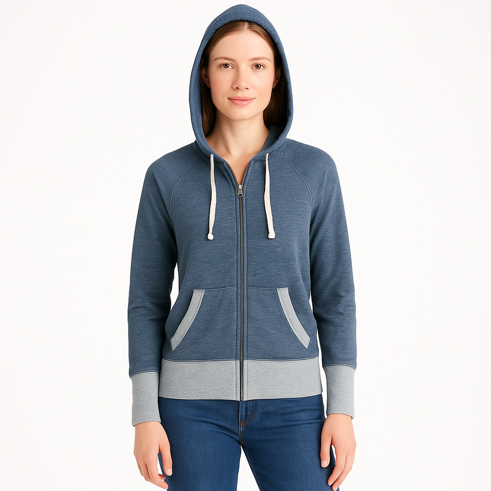 J.Crew Energetic Peach Full Zip Drawstring Hood Front Pockets Raglan Hoodie XS